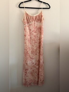Pink Rose Slip Dress Maxi Babydoll Lace Coquette S/M